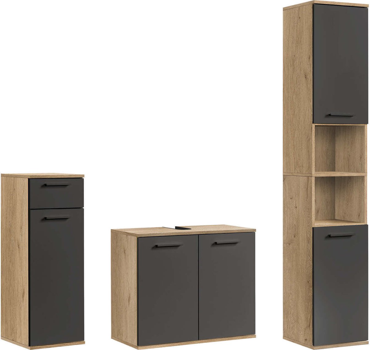 mokebo Badkamermeubelset 3-delig 'Der Steuermann' Meubels voor de badkamer van hout in Viking Eik
