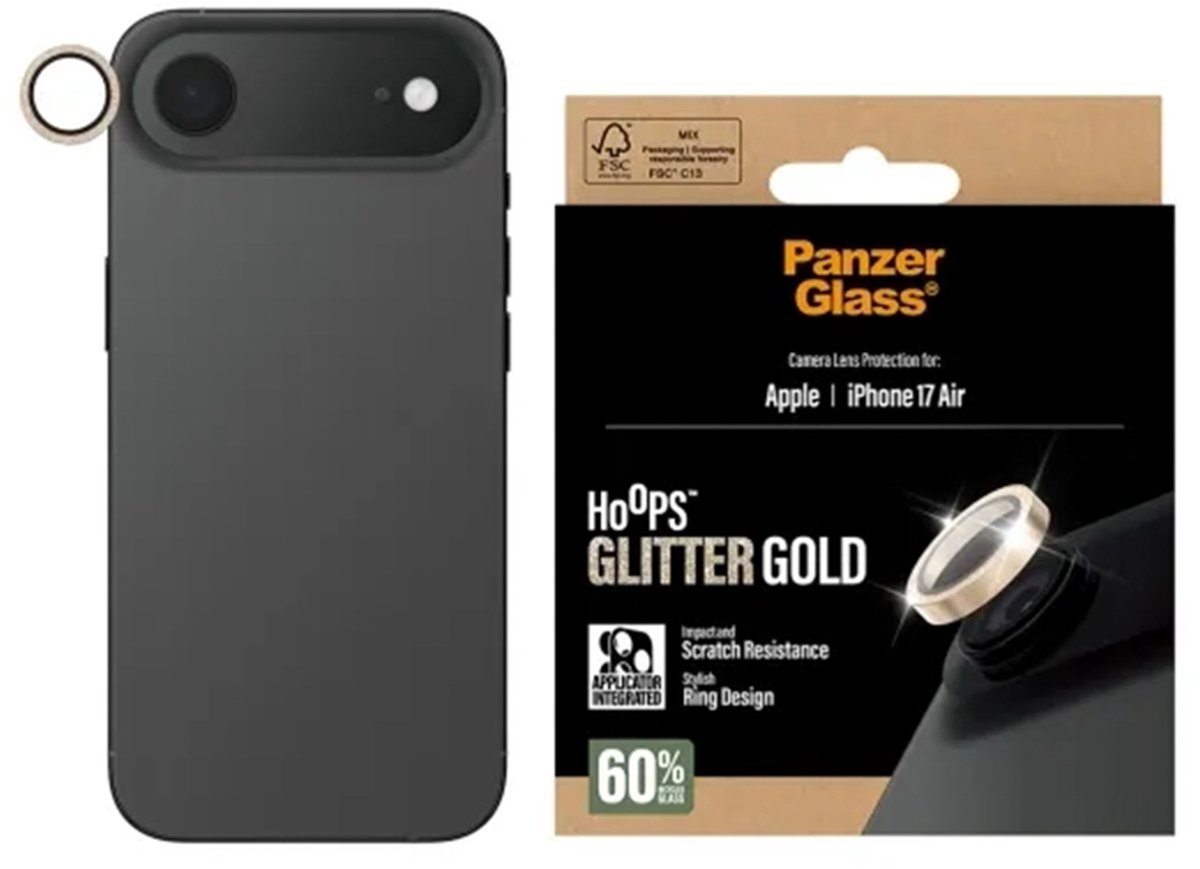 PanzerGlass Hoops Optic Rings Camera Protector geschikt voor Apple iPhone Air - Glitter Goud