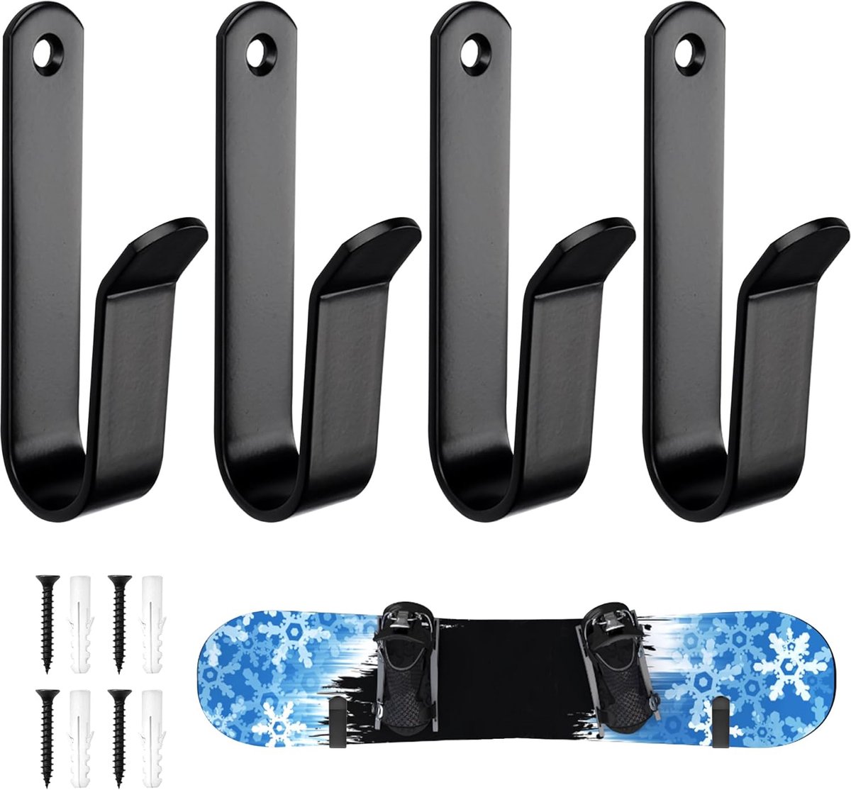 4 stuks - Skateboard wandhouder - snowboardwandhouder - snowboard muurbevestiging clips - 