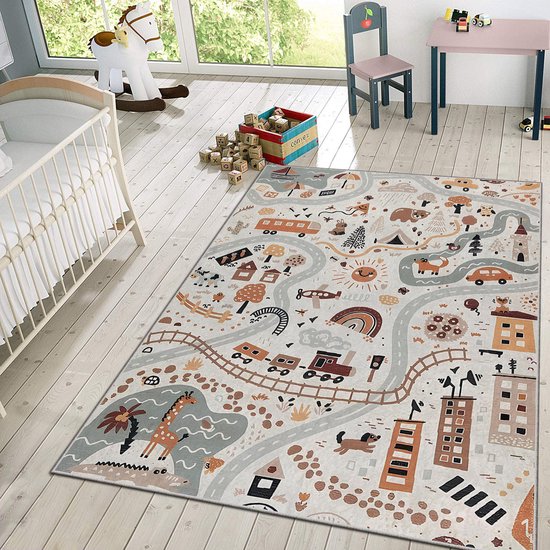 Tapis de jeu pour chambre d'enfant - Tapis de jeu pour Bébé - Tapis de jeu - Tapis pour chambre d'enfant - 120 x 180 cm - Antidérapant - Lavable en machine