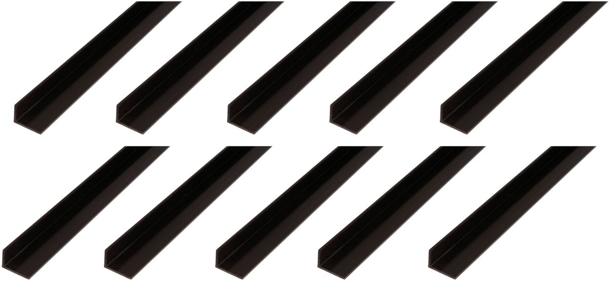 Alberts 10 x hoekprofiel, PVC, zwart, 40 x 10 x 1 mm, lengte 1 m