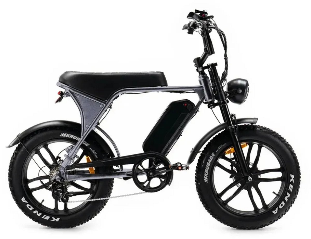 OUXI V8 Elektrische Fatbike - Ingebouwd Alarmsystseem - Inclusief Achterzitje - Inclusief Voetsteuntjes - 20 Inch - 250W Motor - 7 Versnellingen - 60 km Actieradius - Hydraulische Schijfremmen - Zwart