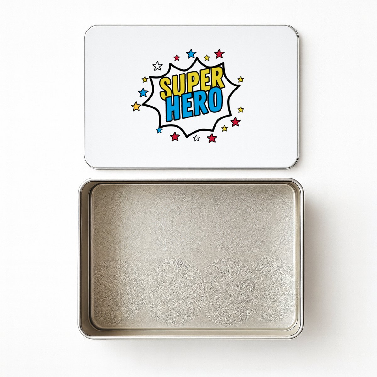 Hacebo® - Super hero koektrommel rechthoekig - Superhelden - een superheld - koekblik – koektrommels – bewaarblik - snoeptrommel - verjaardagscadeau - kado - gift - geschenk - koek trommel - 20 x 13 CM