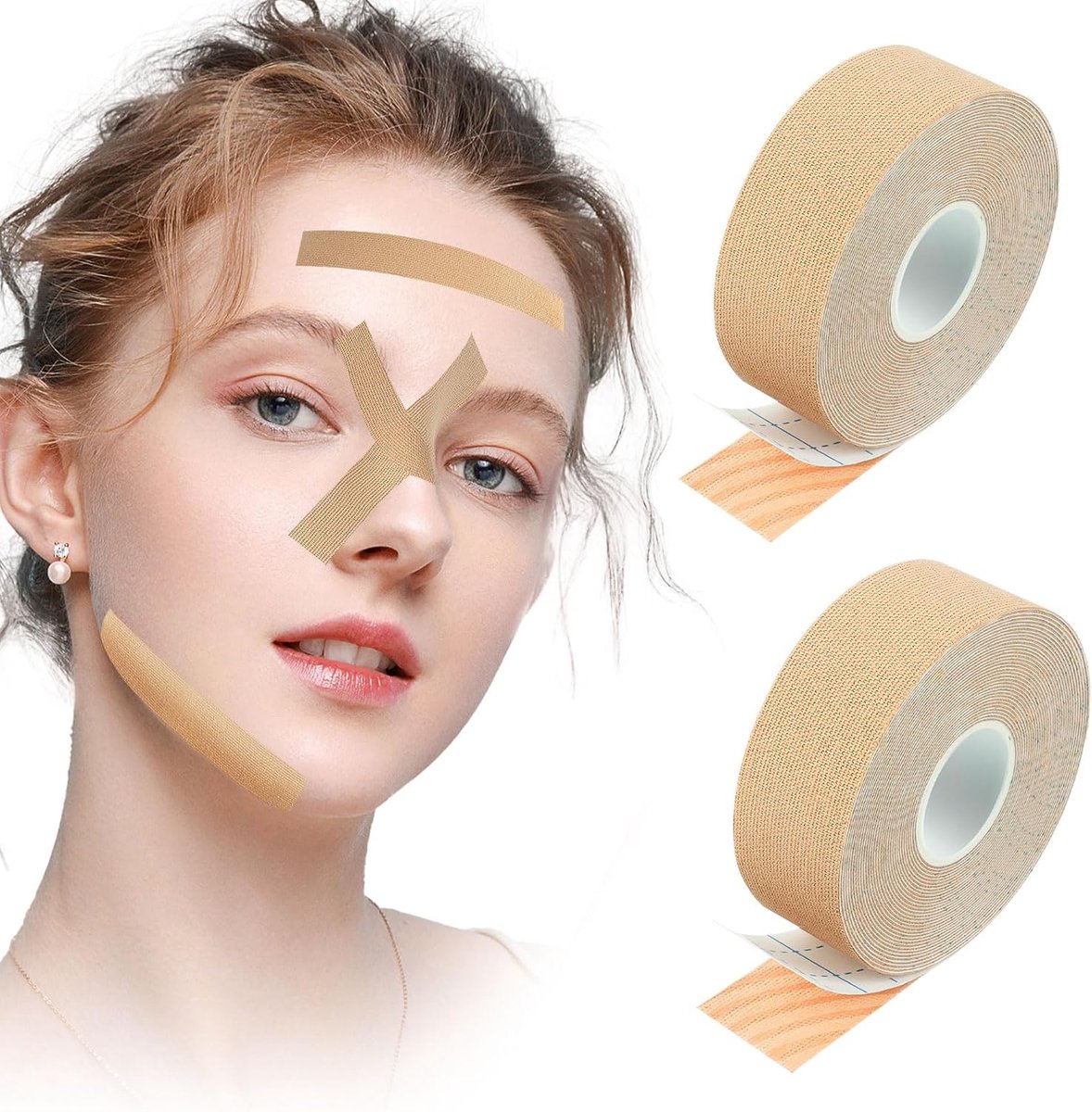 Facelifttape, 2 stukken doorzichtige gezichtstape, multifunctionele gezichtstape, facelifttape Geschikt voor myofasciale rimpels, gezichtstape om de huid te verstevigen (2,5 cm x 5 m)