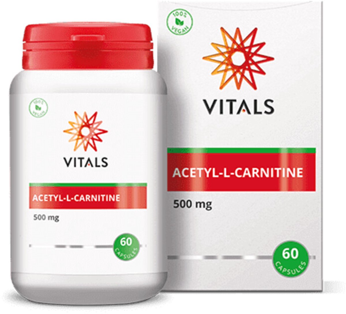 Vitals - Acetyl-l-carnitine 500 mg - 2 x 60 capsules - Voordeelverpakking