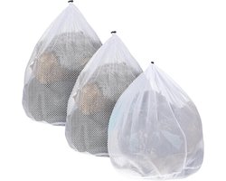 3 stuks - Waszakken - waszak - waszakje - netwaszakken - mesh laundry bag - stevige waszak - voor delicate kleding - waszak met trekkoord - voor appartementen, studentenhuizen, kampen en wasmachines - 50*60 cm