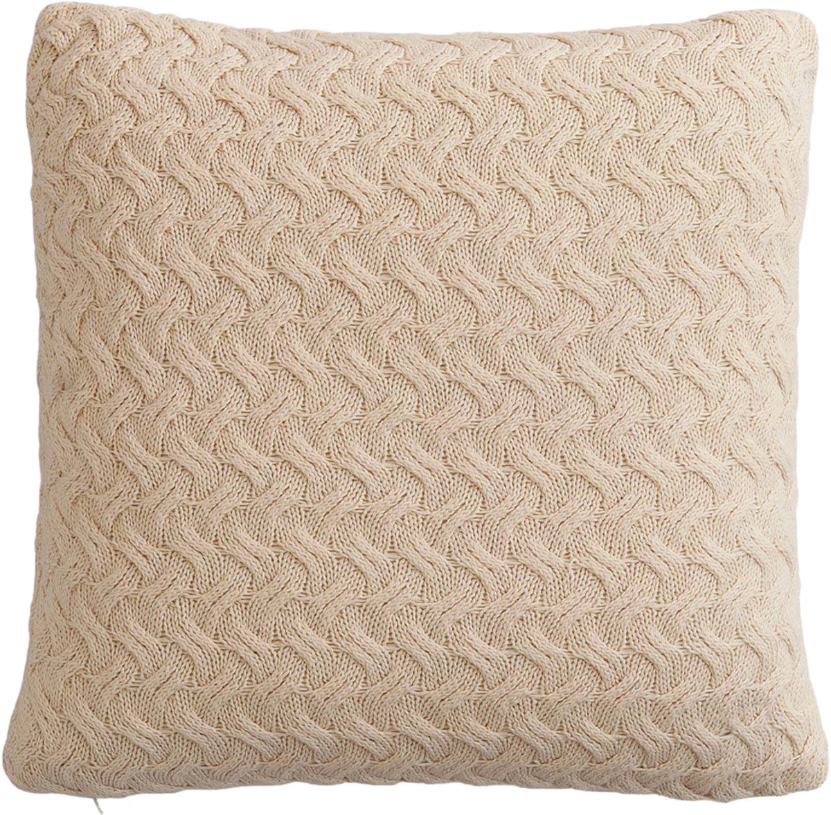 Urbane Hide | Kussenhoezen | Kussenhoes | Kussenhoesjes | Sierkussen | 45x45 cm | Criss Cross gebreide | Katoen | Beige | Zonder binnenkussen