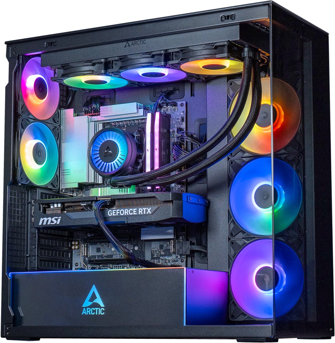 FlowUP Arctic FireStorm - Gaming PC - AMD Ryzen 7 7800X3D - NVIDIA RTX 5080 16GB - 32GB DDR5 RAM - 2TB - Waterkoeling - FlowUP - €2.799,00