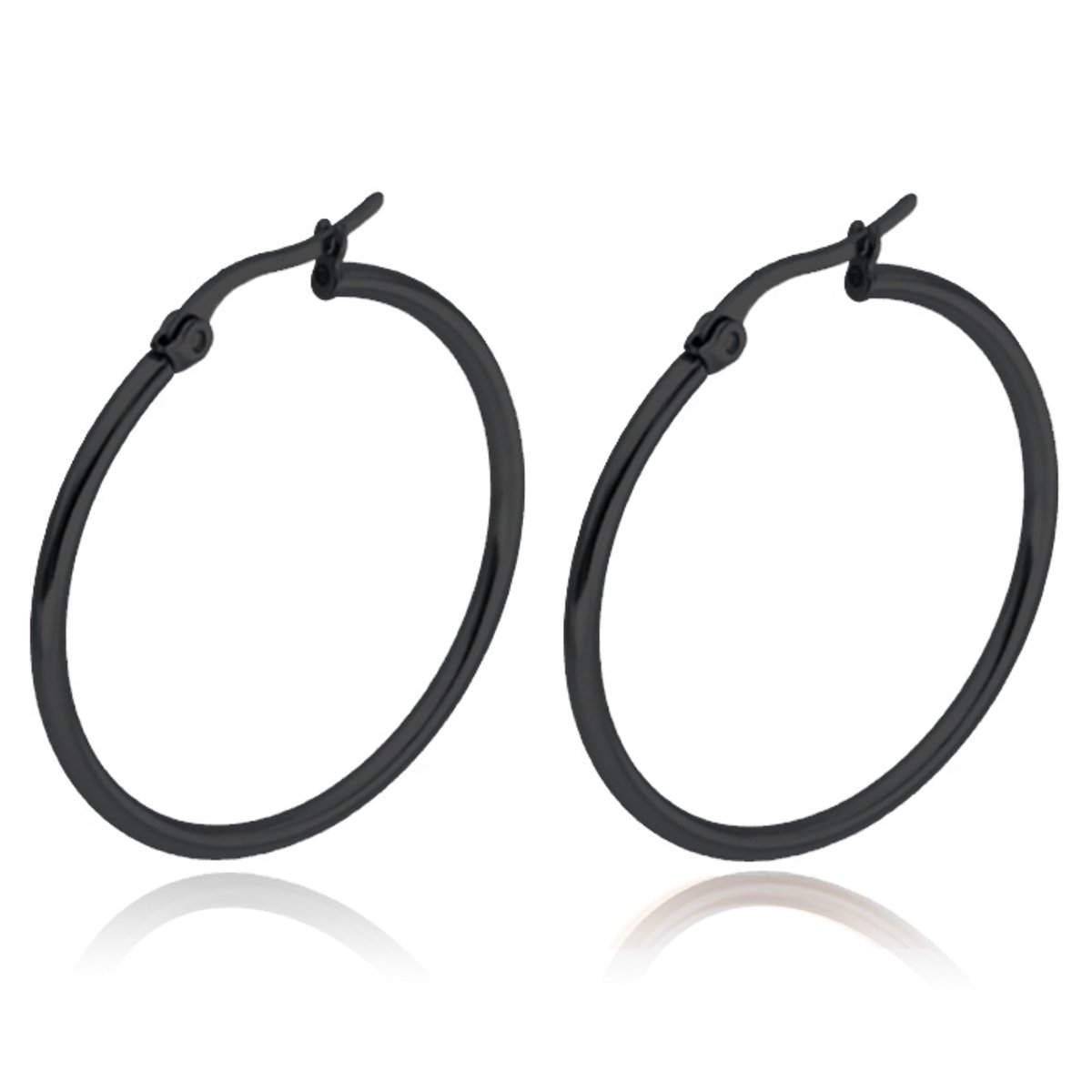 Cilla Jewels Hoop oorringen Dames Edelstaal Zwart-30mm