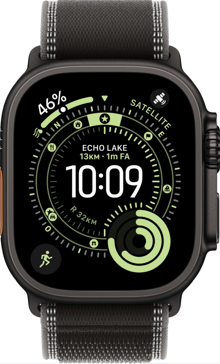 Apple Watch Ultra 3 gps + Cellular - 49mm black Titanium Case - Black/charcoal Trail Loop S/m Smartwatch Black