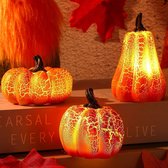 Lot De 3 Lanternes LED Citrouille D’automne - Décoration Halloween, Thanksgiving, Noël - Lumière Chaude Ambrée