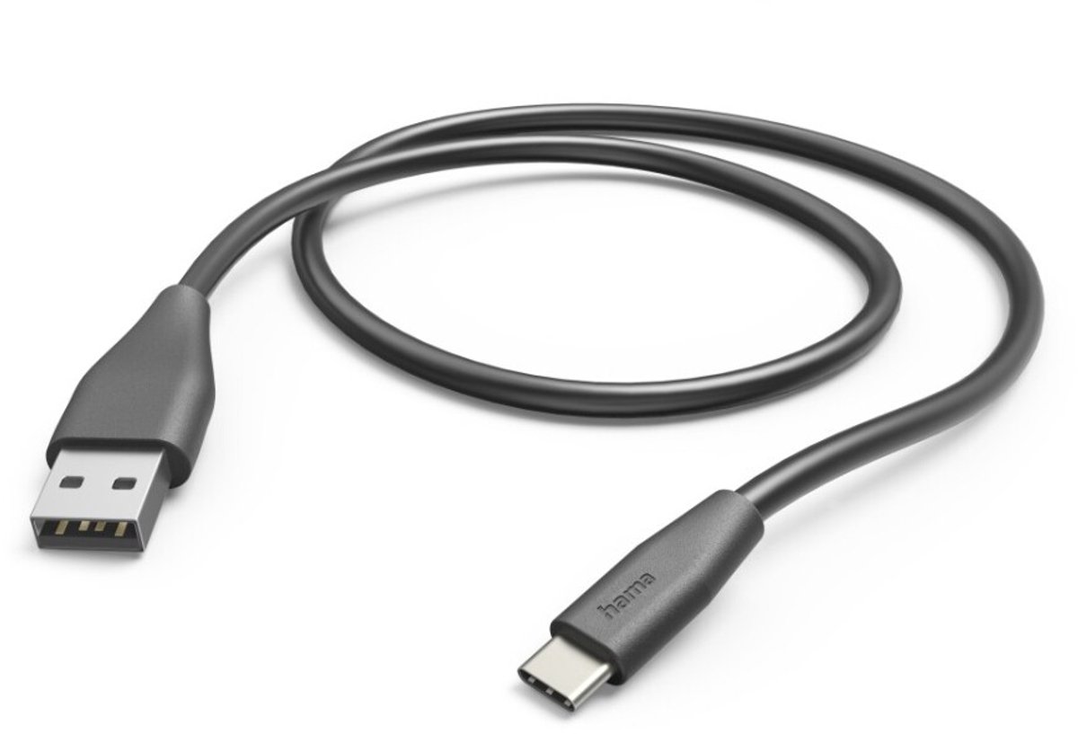 Hama USB-A naar USB-C kabel - USB-C oplaadkabel- 1,5 meter - Geschikt voor Smartphone en Tablet - Zwart