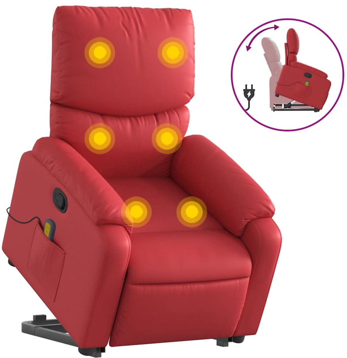 vidaXL Sta-op-massagestoel - verstelbaar - kunstleer - rood