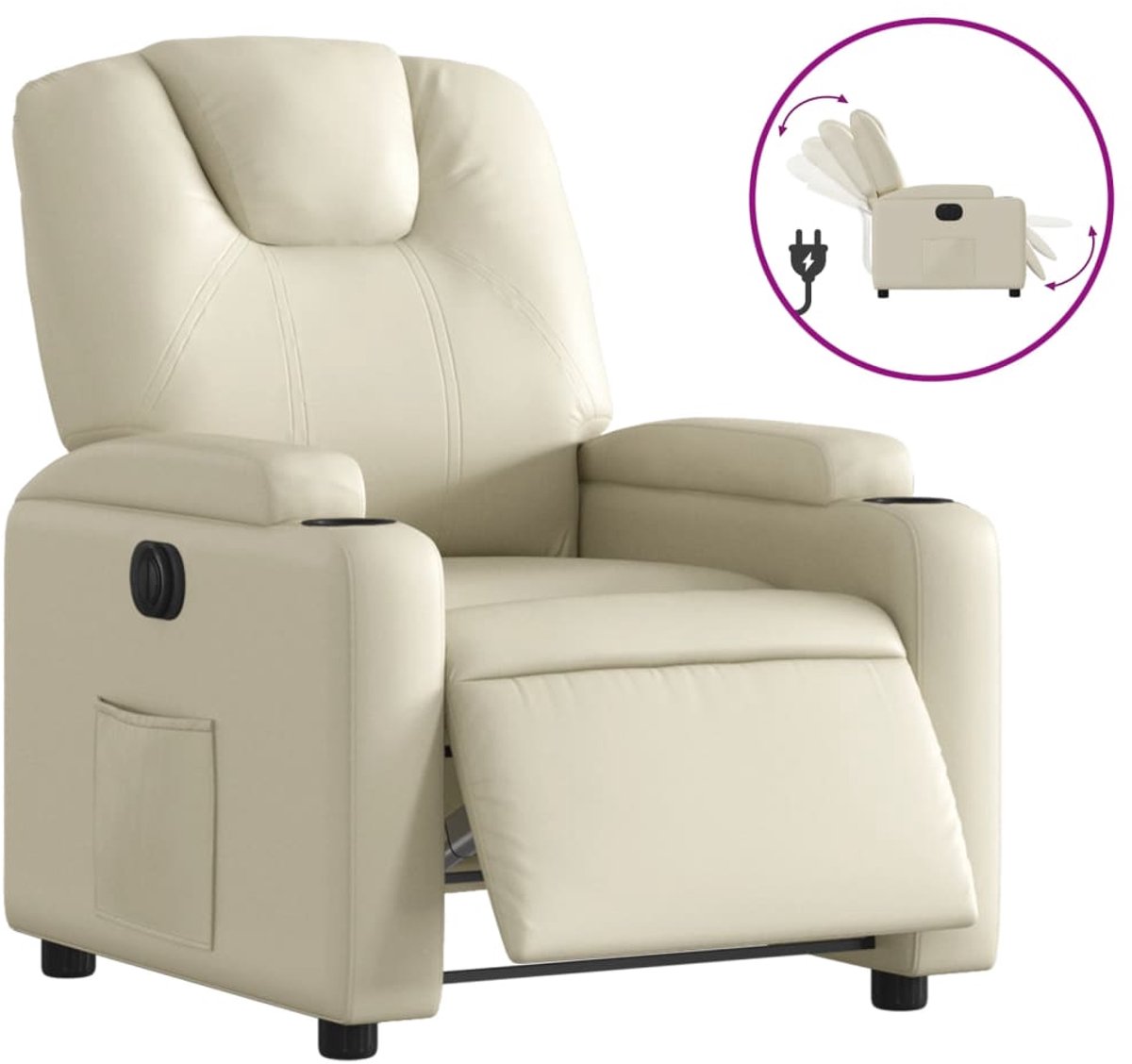 vidaXL Fauteuil - elektrisch - verstelbaar - kunstleer - crèmekleurig