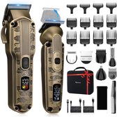 Scttomon Professionele Tondeuse en 6-in-1 Trimmer Set voor Mannen – Haarknipper, Baardtrimmer, Precisietrimmer, Neustrimmer en Lichaamstrimmer – Complete 6-in-1 Verzorgingsset – Bronzen