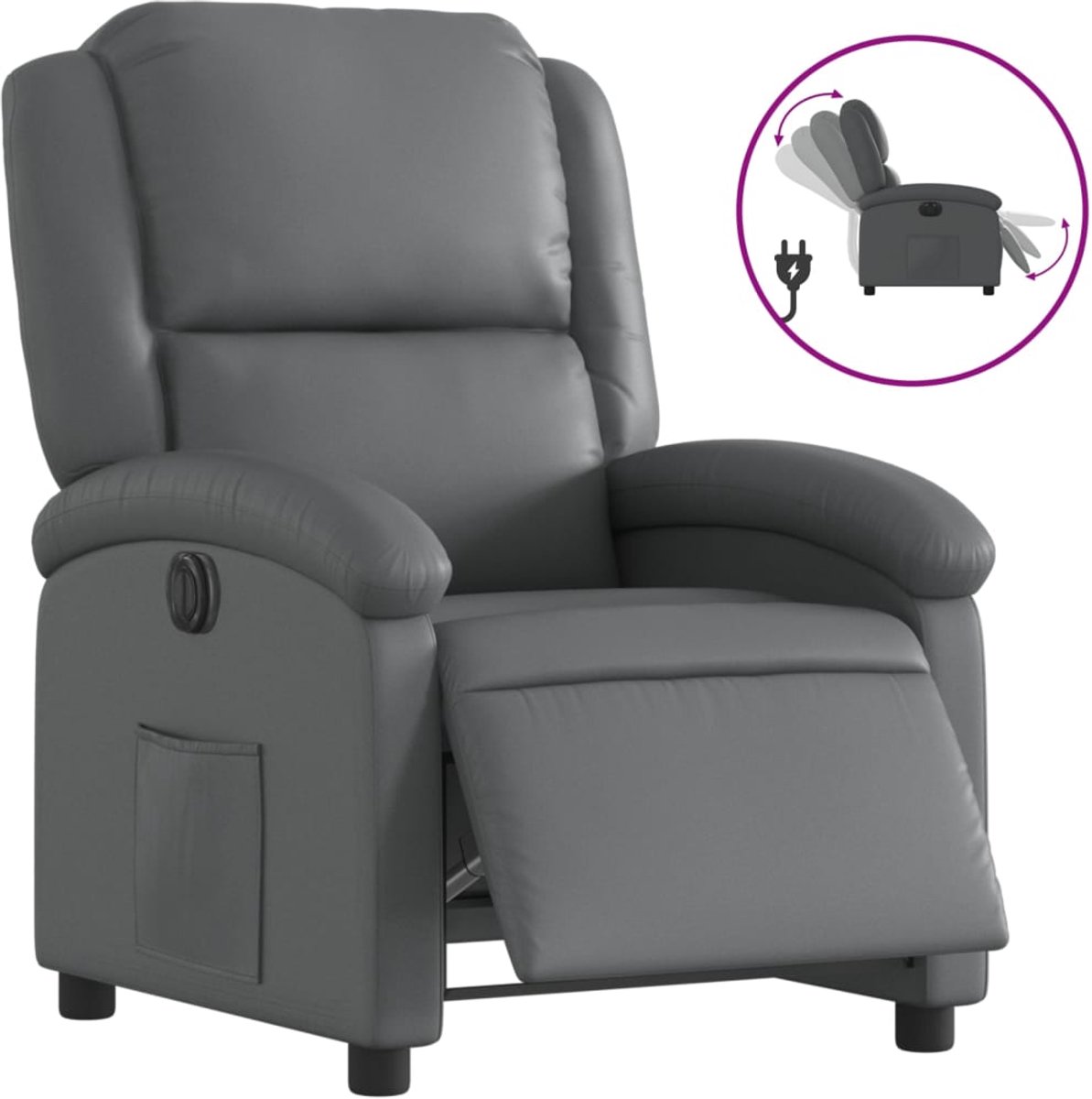 vidaXL Fauteuil - verstelbaar - elektrisch - kunstleer - grijs
