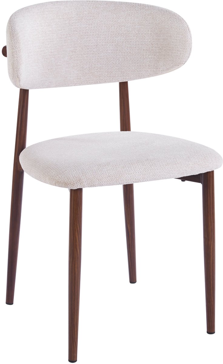 Lizzely Garden & Living Eetkamerstoel Japandi Reika beige walnoot poten japanse stijl eetstoel zetel