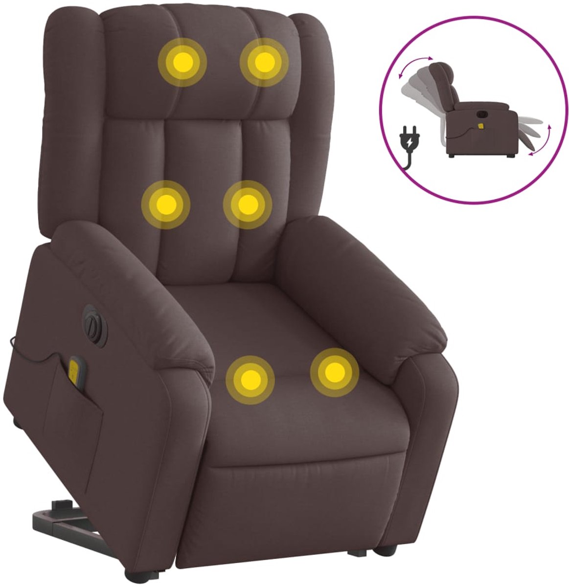 vidaXL Sta-op-massagestoel - elektrisch - verstelbaar - stof - donkerbruin