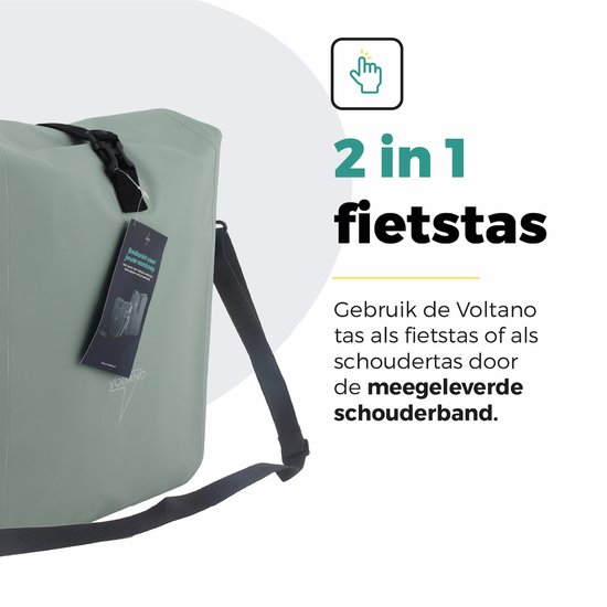 Voltano Fietstas 16L - Mint Groen - Enkele Pakaftas - 100% Waterdicht - Met Schouderband van Voltano — afbeelding 3