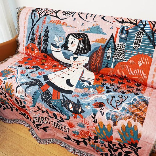 Omkeerbare deken met junglepatroon - multifunctioneel - 1 stuk - katoen/polyester - 160 x 130 cm