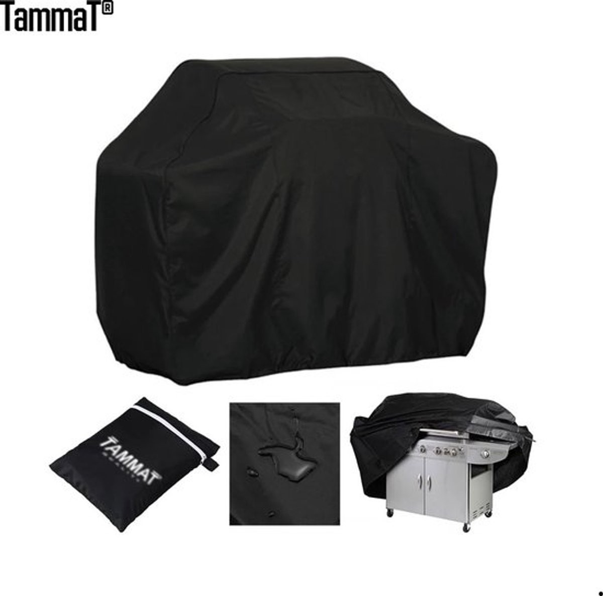 TammaT - BBQ Hoes - Waterdichte beschermhoes - UV bescherming - Maat XL 190 x 71 x 117 cm - Met trekkoord