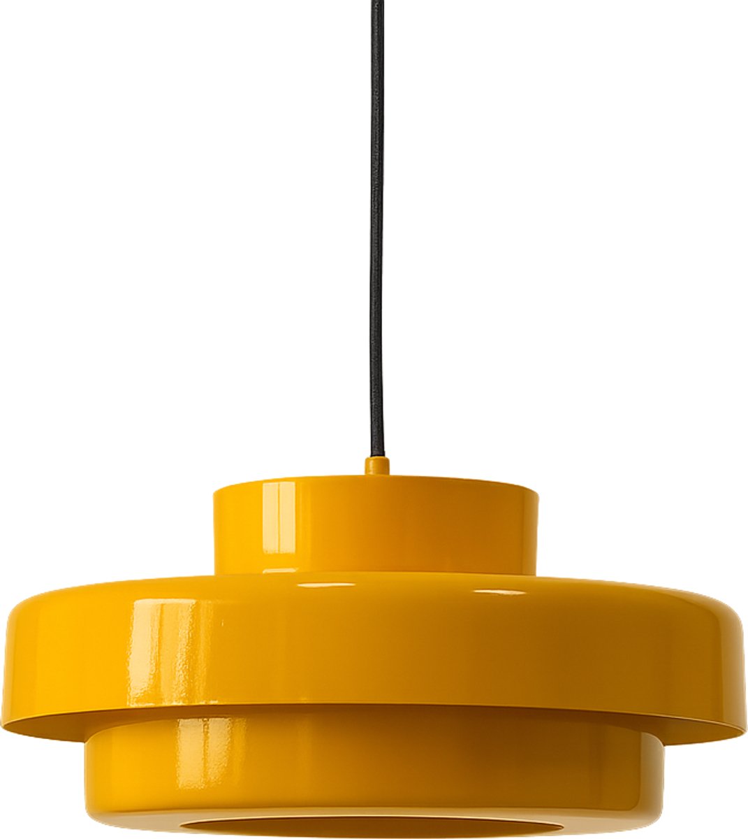Retro Hanglamp - Rond - Staal - Mosterd Geel
