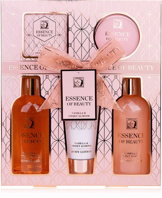 Accentra - Essence of Beauty - Wellness Verwenpakket Vrouw Vanilla & Almond - Geschenkset Vrouwen - Giftset bath rituals - Verjaardag Cadeau Vrouw, Moeder, Mama, Zus, Vriendin, Oma, Juf - Cadeaupakket voor haar - Valentijn Cadeautje voor haar