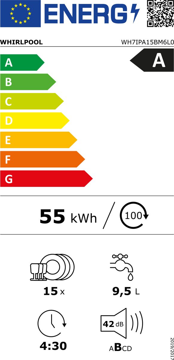 Whirlpool WH7IPA15BM6L0 - Volledig ingebouwd Vaatwasser - 15 couverts - Energielabel A — afbeelding 2