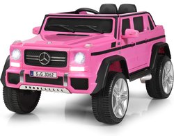 COSTWAY Mercedes-Benz geautoriseerd12V Kinder rijden op vrachtwagen, jeep op batterij met veervering, twee openbare deuren met veiligheidsslot, LED verlichting, AUX poort, elektrisch kinderauto met ouderlijke afstandsbediening, gemotoriseerd voertuig