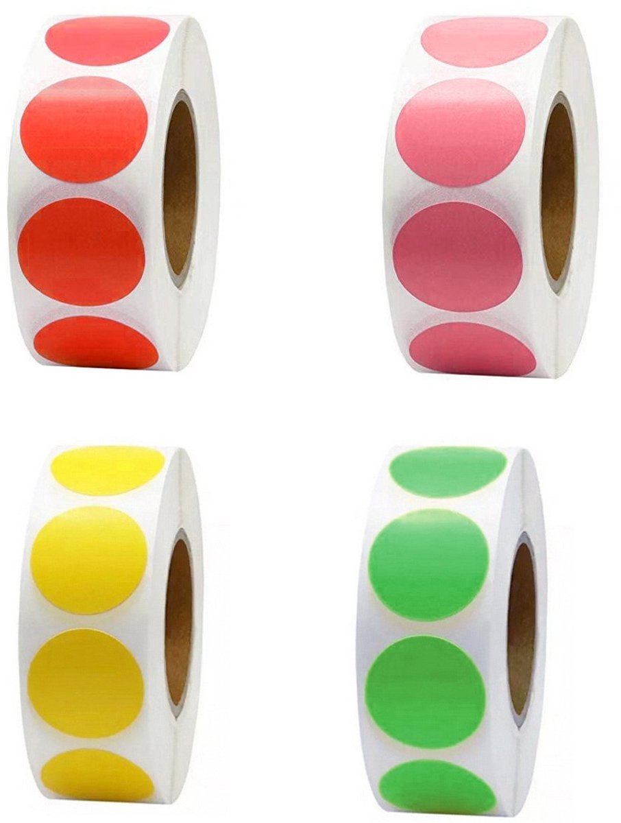 EXCITAT Ronde stickers - Stippenstickers - Zelfklevende Labels - Markeringsstickers - Geschikt voor kantoor, school, kalenders, kaartstickers - 25 mm - 2000 stuks