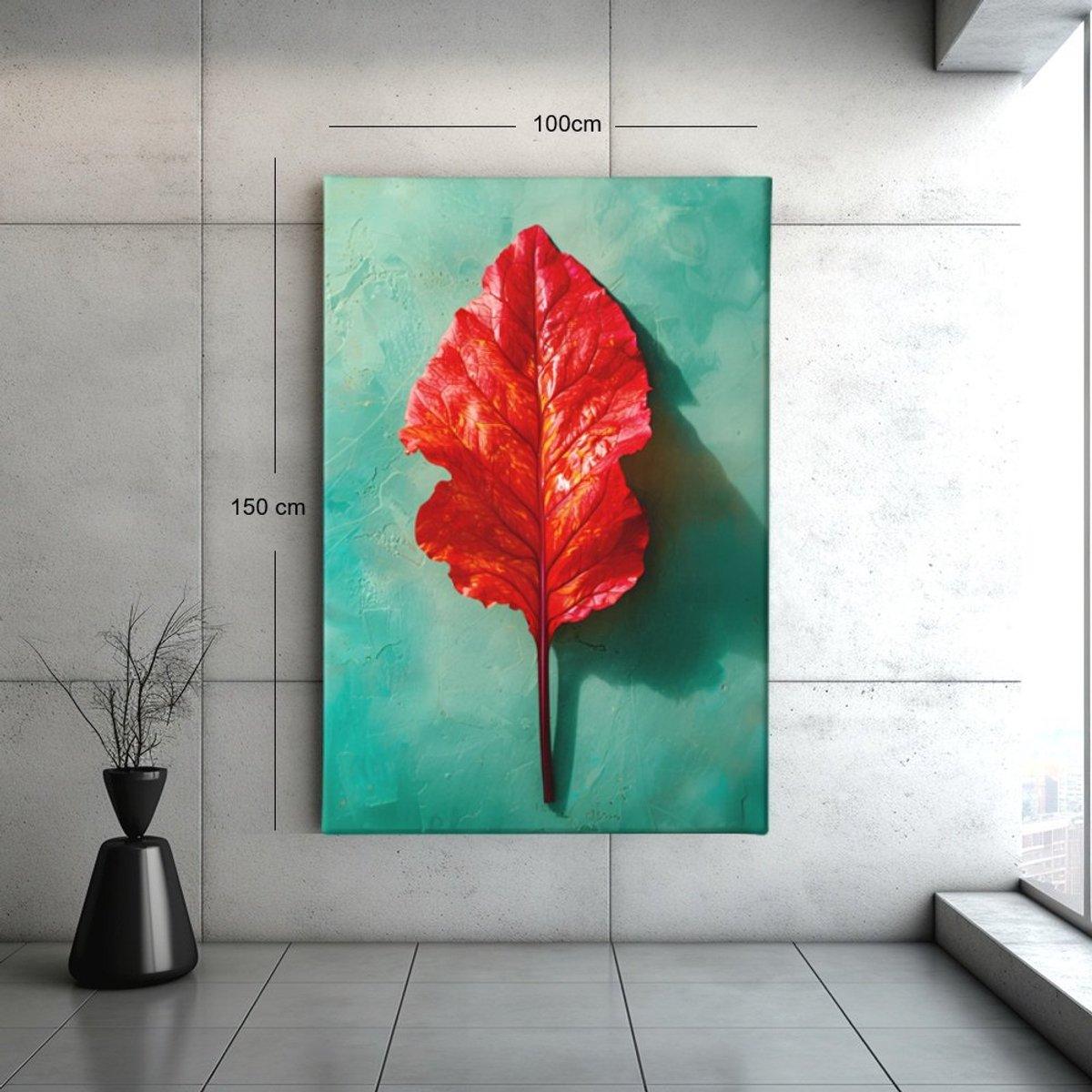Canvas Schilderij - Abstract - Herfstblad - 150x100x2 cm