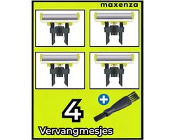 Maxenza Vervangmesjes Geschikt voor Philips OneBlade - Geschikt voor one blade philips vervangmesjes - One Blade - One blade mesjes - Inclusief Reinigingsborsteltje - QP2520/QP2530/QP2620/QP2630/QP2724/QP2834 - 4 Mesjes