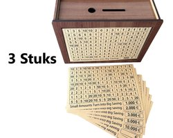 Cash box 3 stuks – Spaarpot – Money box – Spaardoel met aftelmethode - €500 - €1000 - €2000 - €3000 - €5000 - €10000 – Spaardoos – Moneybox – Motiveert kinderen om te sparen
