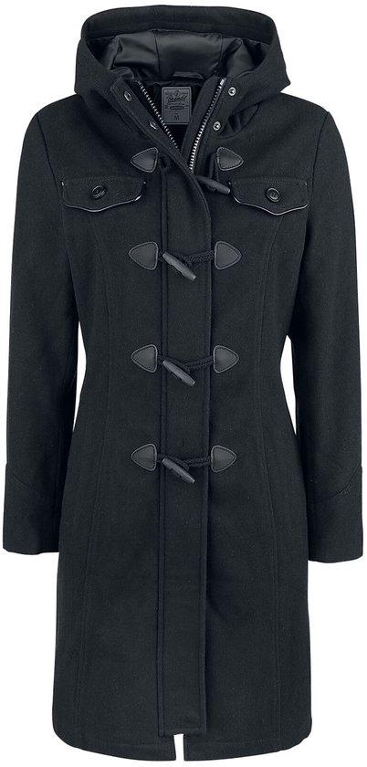 Brandit Long Dufflecoat Wollen jas zwart M Wol -