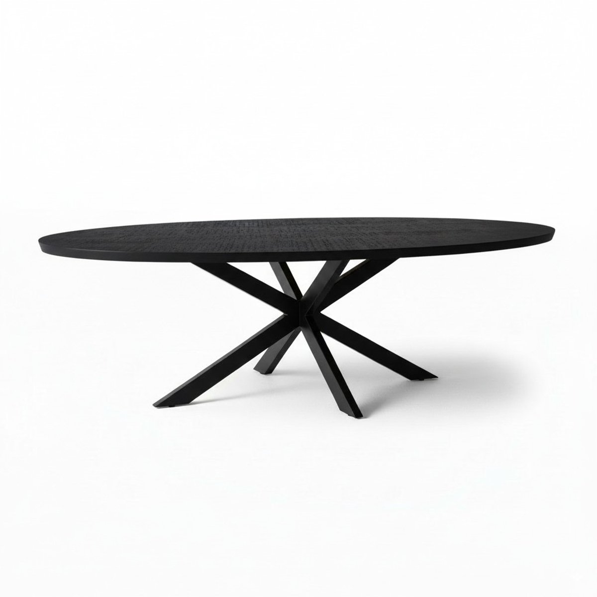 Sfeerwonen Enzo - Eettafel - Ovaal – 180x90 cm – Mangohout – Zwart – Matrix Onderstel