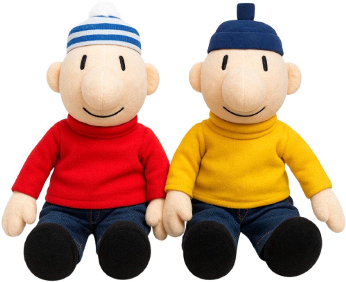 Buurman en Buurman Pluche Knuffel Set (Geel/Rood) Zittend 35 cm [Buurman & Buurman poppen Plush Toy pop pat mat | Speelgoed Knuffelpop voor kinderen jongens meisjes | Speel en Knuffel met jou favoriete knuffels]