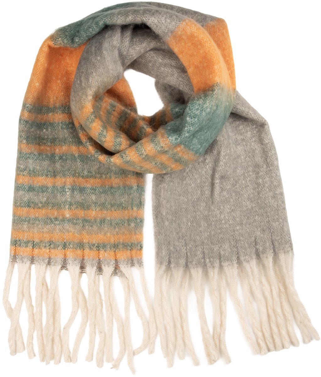 Clayre & Eef Wintersjaal Dames 50x180 cm Geel Textiel