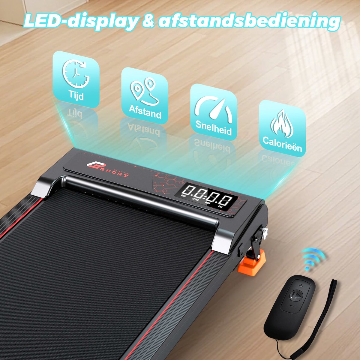 Afbeelding 2 van Y-RAIN Loopband - 2.25 PK Motor - met 7% Helling - 1.0-6.0km/u Snelheidsbereik - 2 in 1 Treadmill voor thuis en op kantoor - Walking Pad - met Afstandsbediening.