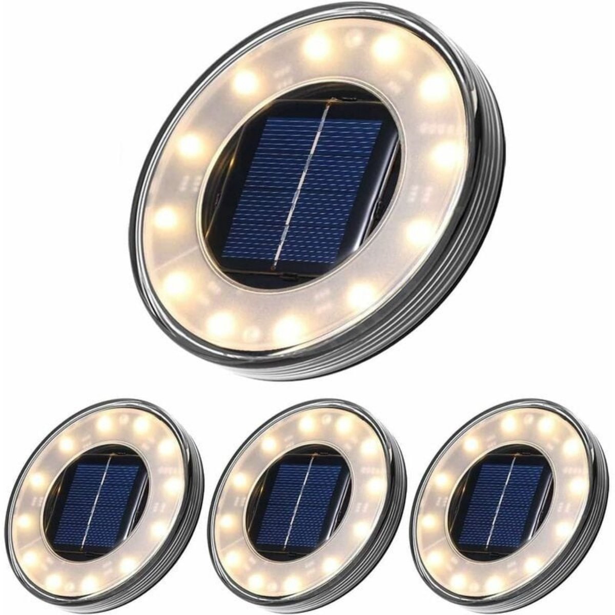 TOVBMUP Zonne-grondverlichting - LED-zonne-buitenverlichting - Zonne-tuinverlichting - Grondverlichting Zonne-tuinverlichting - Buitenverlichting voor opritten, gazons, trottoirs, patio's - Warm wit - 4-pack