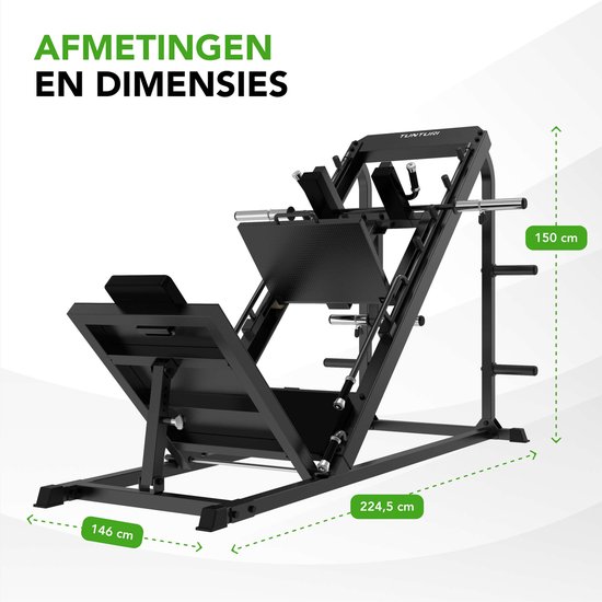 Station de musculation Tunturi LP60 Leg Press/Hack Squat - Appareil de musculation à charge libre - Équipement de fitness - Poignées antidérapantes - Appareil robuste