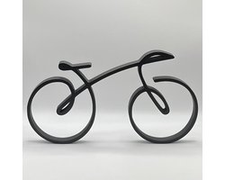 UberPrints3D | Minimalistische Fiets beeldje – Het Ultieme Cadeau voor Fietsliefhebbers 24x1,5x13 cm zwart PLA materiaal