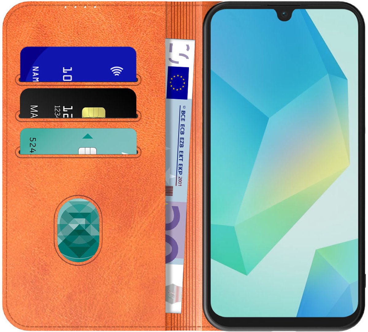 Geschikt voor Samsung Galaxy A16 Telefoonhoesje Bruin Kunstleer Met Magnetische Sluiting - Portemonnee BookCase Met Pasjeshouder - ProtX