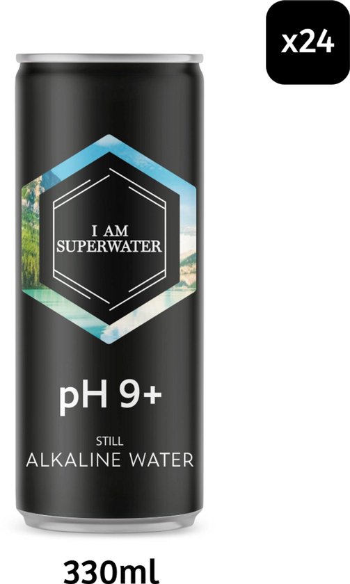 Alkaline Water pH 9+ - 330ml 24-pack I am Superwater blik - Alkalisch bronwater (24 blikjes) - hoge ph waarde - kangen water - basisch water - ontzurend water - ph 9 plus - basisch dieet