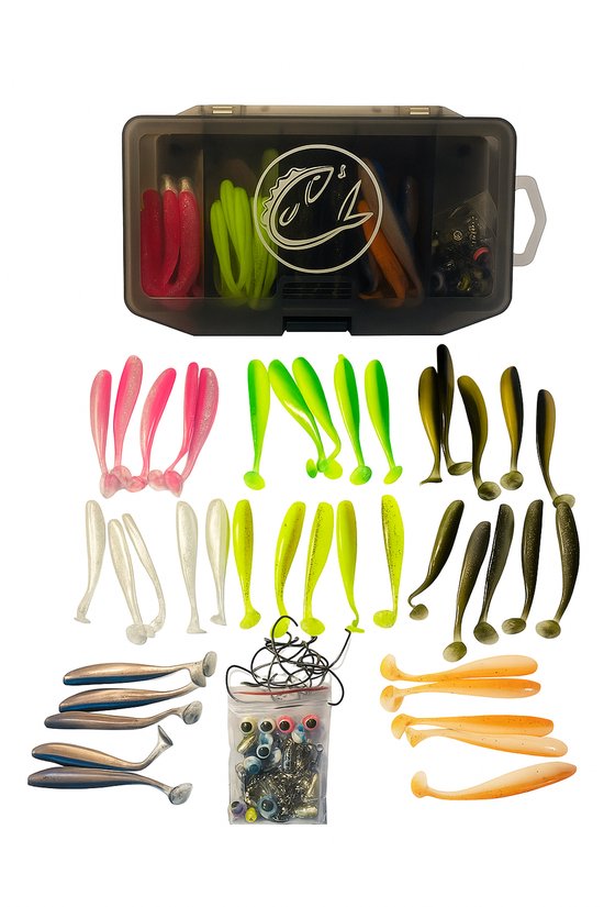 Leurres | Leurres SET COMPLET | Set pêche | Service à poisson - 76 pièces (boîte incluse) | Boîte de pêche | Coffret à pêche SET | CapGear