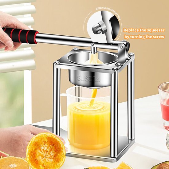 Sapcentrifuge en citruspers - Handmatige Sinaasappelpers - Citruspers - met Maatbeker - 2 soorten sapkoppen - 304 RVS Voedselveilig - Minimalistisch Compact Ergonomisch EVA Handvat van Merkloos — afbeelding 5