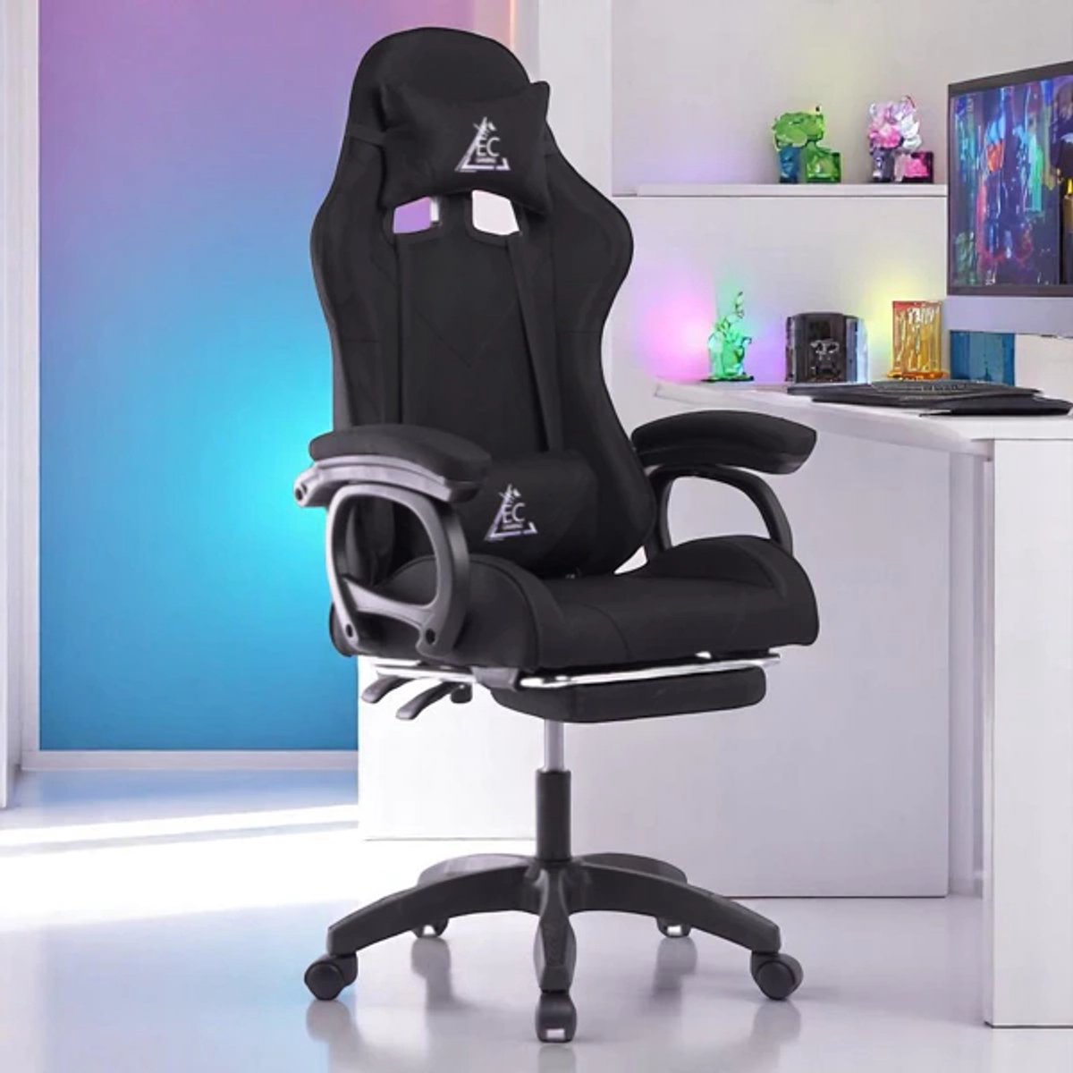 Gaming Draaistoel met Voetensteun Zwart