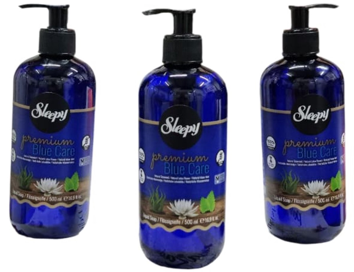 Sleepy Premium Blue Care Series Vloeibare zeep ( parabenen- en glutenvrij ) 3x 500 ml - Sleepy Premium Mavi Bakım Serisi Sıvı Sabun 3x - Sleepy Premium Blue Care Series Liquid Soap 3x 500 ml