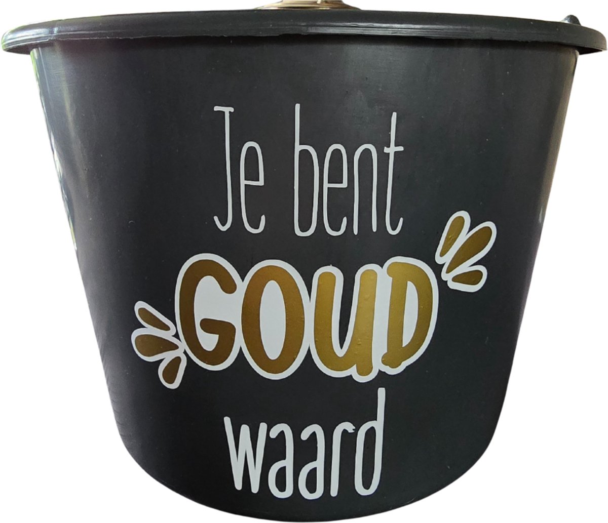Whoopz-Emmer-Bedrukt-Cadeau-Je bent GOUD waard-kadoemmer-zwart-wit-goud