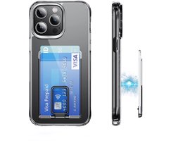 Compatible MagSafe Wallet Kaarthouder met Telefoonstand – Transparante Magnetische Pasjeshouder – Geschikt voor iPhone 12/13/14/15/16/17 Air/Pro/Max/Plus - Voor 2 Pasjes Zwart klep Image