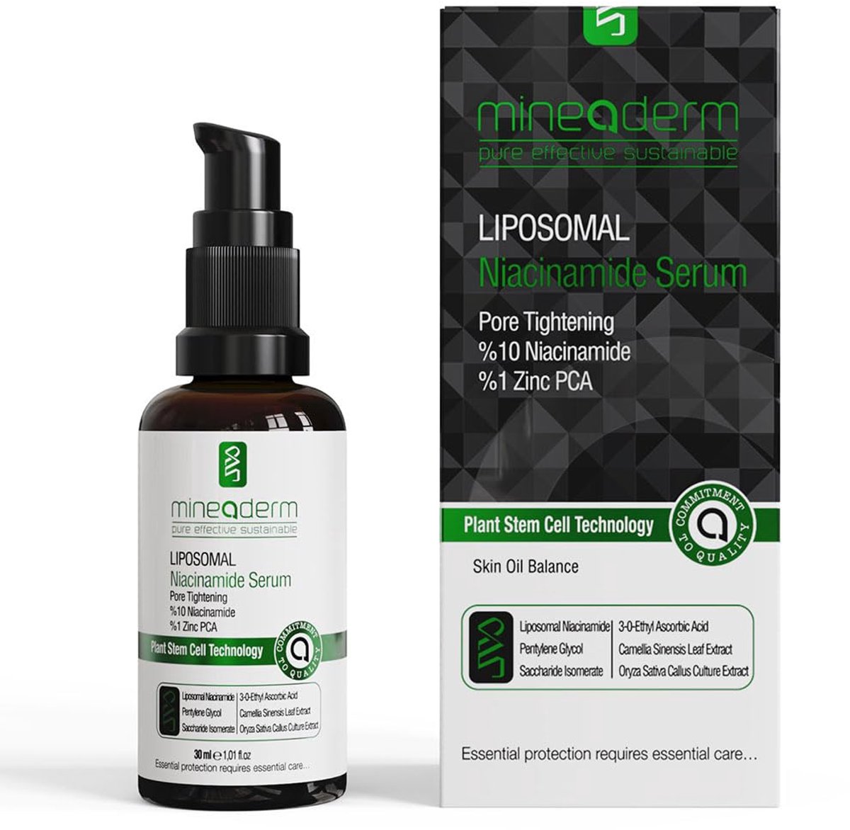 Mineaderm Liposomal Niacinamide Serum 10% with Zinc PCA 1%, Hyaluronic Acid & Vitamin C – Pore-refining serum against blackheads, acne scars & skin imperfections – Mattifying, moisturizing 30 ml